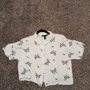Forever 21 Black and White Casual Button Down Shirt